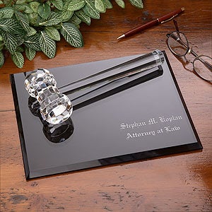 High Court© Engraved Crystal Gavel & Base - 8890