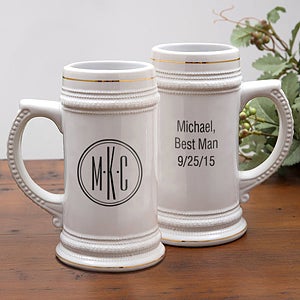 Personalized Groomsmen Beer Stein With Monogram - 8895