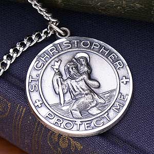 Engraved St. Christopher Medallion for Men - 8957
