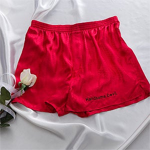 Custom Name Personalized Red Silk Boxer Shorts - 9344