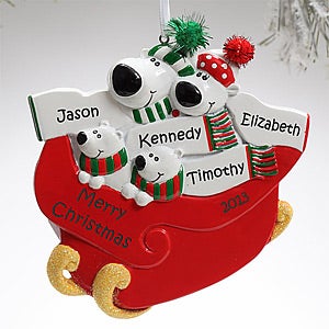 Personalized Christmas Ornaments - Polar Bear Family - 9356