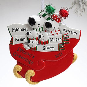 Personalized Christmas Ornaments - Polar Bear Family - 9356