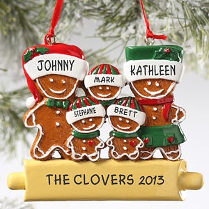 Personalized Gingerbread Family Christmas Ornament - 9366