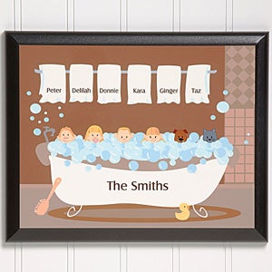 Personalized Wall Plaques - Bathtub Family Characters - 9454