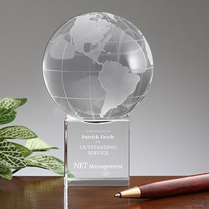 Personalized Corporate Engraved Logo Crystal Globe - 9465