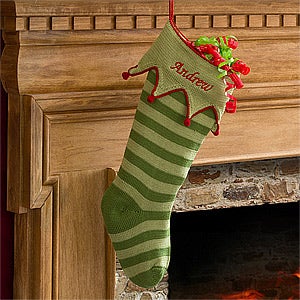 Personalized Knit Christmas Stockings - Seasonal Stripes - 9785
