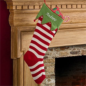 Personalized Knit Christmas Stockings - Seasonal Stripes - 9785