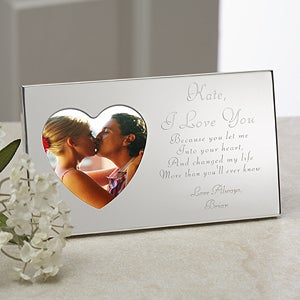 Engraved Silver Heart Romantic Picture Frame - 9870