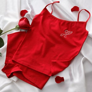 Personalized Camisole and Shorties Set - Rhinestone Monogram Design - 9953
