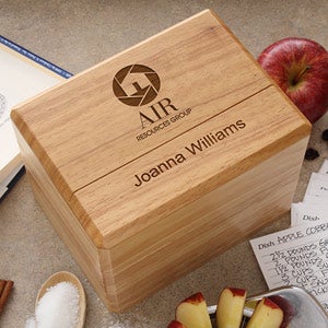 Personalized Corporate Engraved Logo Recipe Box - 9955