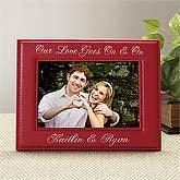 Personalized Sweetheart Red Leather Photo Frame - Vertical