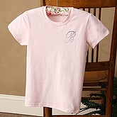 Personalized Rhinestone Monogram Ladies T-Shirt - Pink Extra Large