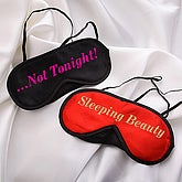 Ladies Boutique >> Personalized Black Satin Eye Masks - You Name It Design