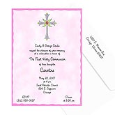 Personalized First Communion Invitations With Pink Cross