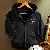 Personalized Girls Black Zip Hoodie With Rhinestone Monogram - Large, Medium, Small