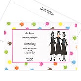 Personalized Invitations for Graduation - Girlfriend Grads and Polk-a-Dot Design, With Printed Envelopes for Graduation - Girlfriend Polk-a-Dot Design