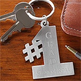 #1 Grad© Personalized Key Ring