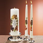 Personalized Bridesmaid Pillar Candle - Autumn Collection, Ceremony Unity Candle with Tapers - Autumn Collection, Mini Votive Candle Favor - Autumn Collection, Small Votive Candle Favor - Autumn Collection