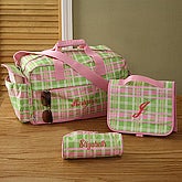 Personalized Girls Cosmetic Case - Mad About Plaid Design, Toiletry Case Luggage - Mad About Plaid Design