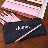 Pretty In Pink Denim Pencil Case Set