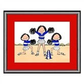 Cheerleader Watercolor 11x14 Metal Frame, OAK Frame, 8x10 METAL Frame, 8x10 OAK Frame
