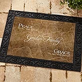 Personalized Family Name Welcome Mat - Peaceful Welcome Design - 4450