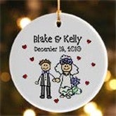 Just Married Characters Personalized Ornament