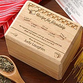 Blank 3 x 5 Recipe Card Set, Personalized Wood Recipe Box - Recipe For Friendship Design