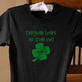 Irish Girl Shamrock Personalized T-Shirts for Girls - Black, White, Women - Black, Women - White