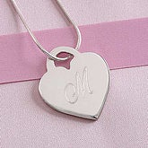 Engraved Sterling Silver Ladies Heart Necklace - 4935