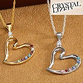 Personalized Mother's Heart Birthstone Pendant - Sterling Silver, Necklace - 18K Gold