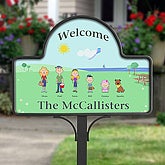 Custom Spring Family Characters Yard Stake, Illustrated Spring Family Characters Magnet