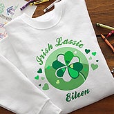St Patrick's Day Personalized Girls Sweatshirt - Irish Lassie