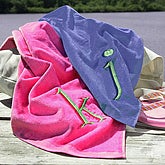 Custom Personalized Beach Towels - Initial It Blue