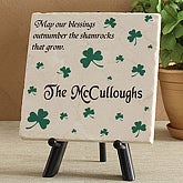 Irish Blessings Personalized Shamrock Marble Plaque - 5159