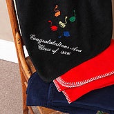 Personalized Hats Off To You Black Graduation Fleece Blanket, ue Graduation Fleece Blanket, Red Graduation Fleece Blanket