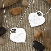 Personalized Sterling Silver Heart Necklace - 16 inch, Sterling Silver Heart Personalized Necklace - 18 inch