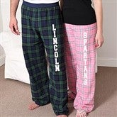 Pink Plaid Personalized Flannel Pajama Pants for Women