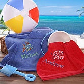 Personalized BLue Beach Towel - Fish Design, Red Beach Towel - Anchor Design