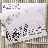 Musical Note Personalized Address Stamp, Personalized Music Notes Stationery Note Cards