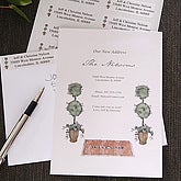 Custom Printed Moving Announcements - Topiary Design, Personalized Self-Inking Address Stamps