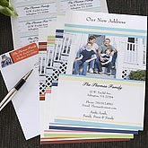 Custom Personalized Rubber Address Stamp, Simple Stripes Personalized Photo Moving Cards