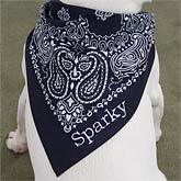 secondary_category(ies) nolink] >> Personalized Blue Paisley Dog Bandana