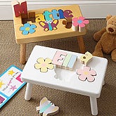 Girls Butterfly Personalized Wood Name Stool, Personalized Wood Name Stool - Butterfly