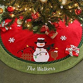 Holiday Magic Snowman Personalized Christmas Tree Skirt