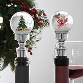 Christmas >> Santa Snow Globe Christmas Wine Bottle Stopper