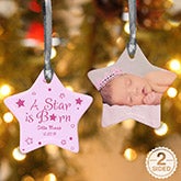 Personalized Baby Photo Star Christmas Ornament - 6354