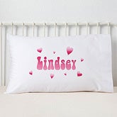 Personalized Girls Pillowcases - Lots of Hearts Design - 6406