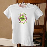 Lucky Charm Personalized Four Leaf Clover T-Shirt for Her - 6597