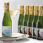 Personalized Small Wine Bottle Wedding Favors - Bride & Groom Silhouette - 7098D